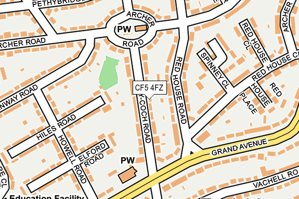 CF5 4FZ map - OS OpenMap – Local (Ordnance Survey) CF5 4FZ map - OS OpenMap – Local (Ordnance Survey)