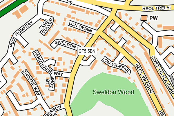 CF5 5BN map - OS OpenMap – Local (Ordnance Survey) CF5 5BN map - OS OpenMap – Local (Ordnance Survey)