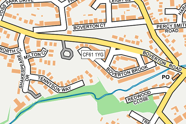 CF61 1YG map - OS OpenMap – Local (Ordnance Survey)