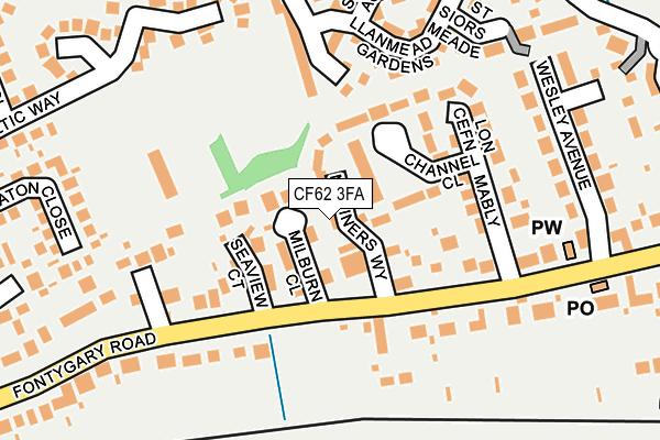 CF62 3FA map - OS OpenMap – Local (Ordnance Survey) CF62 3FA map - OS OpenMap – Local (Ordnance Survey)