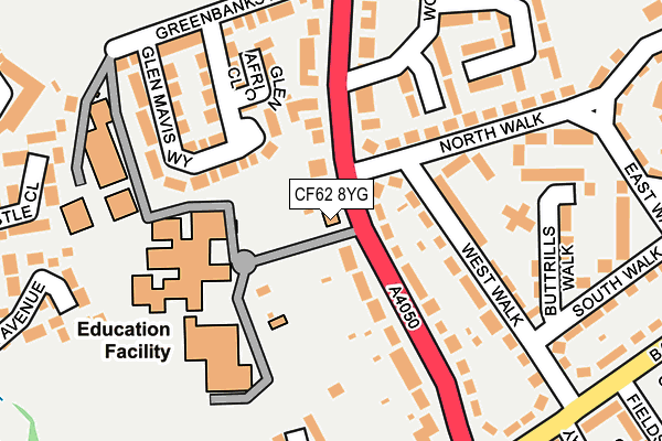 CF62 8YG map - OS OpenMap – Local (Ordnance Survey) CF62 8YG map - OS OpenMap – Local (Ordnance Survey)