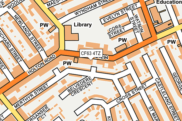 CF63 4TZ map - OS OpenMap – Local (Ordnance Survey) CF63 4TZ map - OS OpenMap – Local (Ordnance Survey)