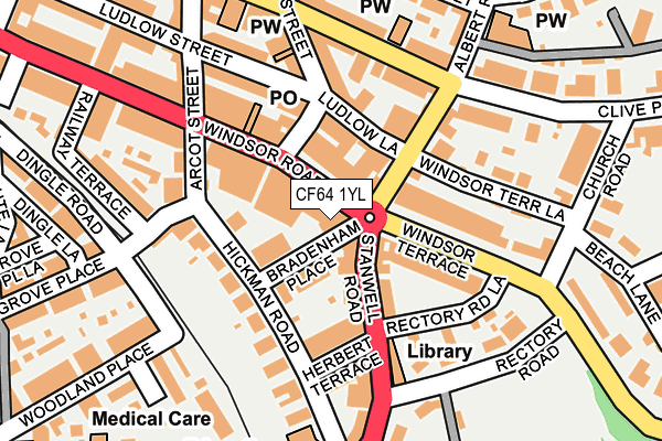 CF64 1YL map - OS OpenMap – Local (Ordnance Survey)
