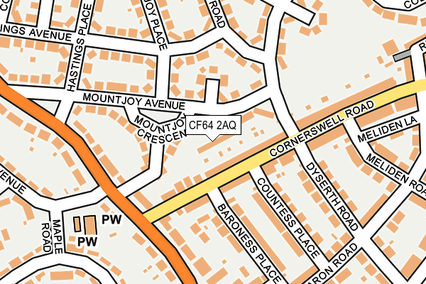 CF64 2AQ map - OS OpenMap – Local (Ordnance Survey) CF64 2AQ map - OS OpenMap – Local (Ordnance Survey)