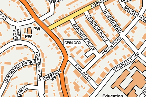 CF64 3WX map - OS OpenMap – Local (Ordnance Survey) CF64 3WX map - OS OpenMap – Local (Ordnance Survey)