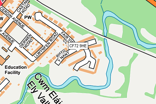 CF72 9HE map - OS OpenMap – Local (Ordnance Survey) CF72 9HE map - OS OpenMap – Local (Ordnance Survey)