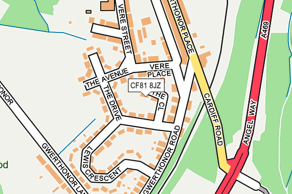 CF81 8JZ map - OS OpenMap – Local (Ordnance Survey) CF81 8JZ map - OS OpenMap – Local (Ordnance Survey)