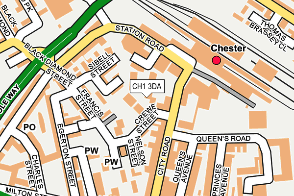 CH1 3DA map - OS OpenMap – Local (Ordnance Survey) CH1 3DA map - OS OpenMap – Local (Ordnance Survey)