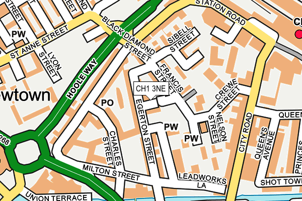 CH1 3NE map - OS OpenMap – Local (Ordnance Survey) CH1 3NE map - OS OpenMap – Local (Ordnance Survey)