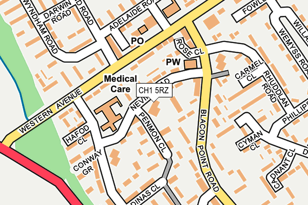 CH1 5RZ map - OS OpenMap – Local (Ordnance Survey) CH1 5RZ map - OS OpenMap – Local (Ordnance Survey)