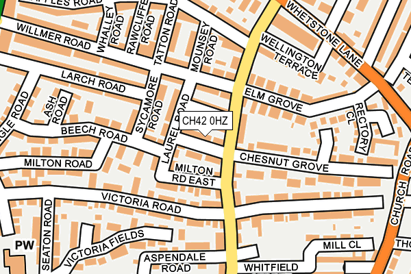 CH42 0HZ map - OS OpenMap – Local (Ordnance Survey)