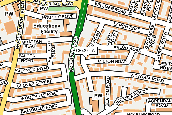CH42 0JW map - OS OpenMap – Local (Ordnance Survey)