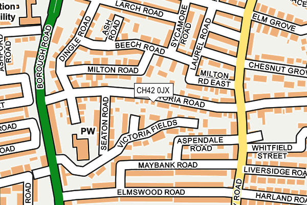 CH42 0JX map - OS OpenMap – Local (Ordnance Survey)