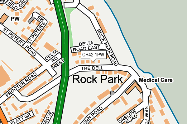 CH42 1PW map - OS OpenMap – Local (Ordnance Survey)