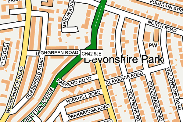 CH42 9JE map - OS OpenMap – Local (Ordnance Survey) CH42 9JE map - OS OpenMap – Local (Ordnance Survey)