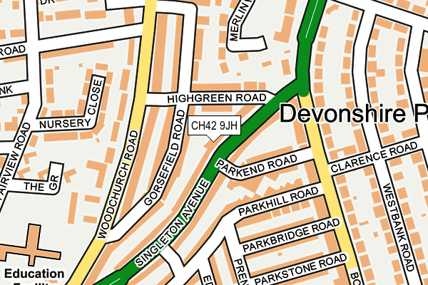 CH42 9JH map - OS OpenMap – Local (Ordnance Survey) CH42 9JH map - OS OpenMap – Local (Ordnance Survey)