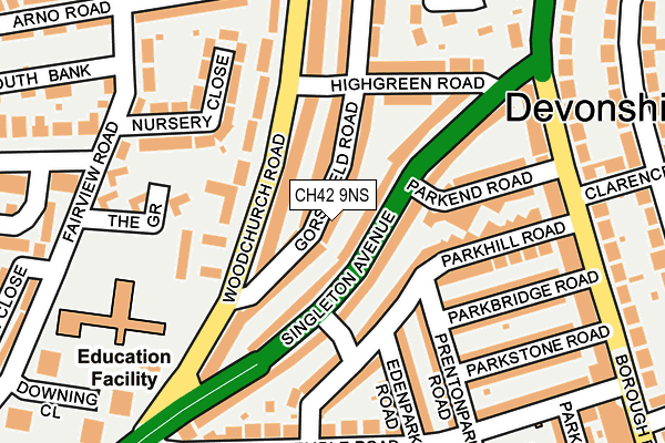CH42 9NS map - OS OpenMap – Local (Ordnance Survey) CH42 9NS map - OS OpenMap – Local (Ordnance Survey)