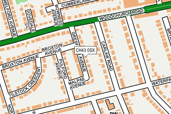 CH43 0SX map - OS OpenMap – Local (Ordnance Survey) CH43 0SX map - OS OpenMap – Local (Ordnance Survey)