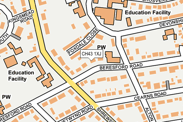 CH43 1XJ map - OS OpenMap – Local (Ordnance Survey) CH43 1XJ map - OS OpenMap – Local (Ordnance Survey)