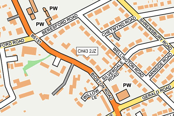 CH43 2JZ map - OS OpenMap – Local (Ordnance Survey) CH43 2JZ map - OS OpenMap – Local (Ordnance Survey)