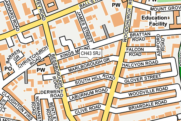 CH43 5RJ map - OS OpenMap – Local (Ordnance Survey) CH43 5RJ map - OS OpenMap – Local (Ordnance Survey)