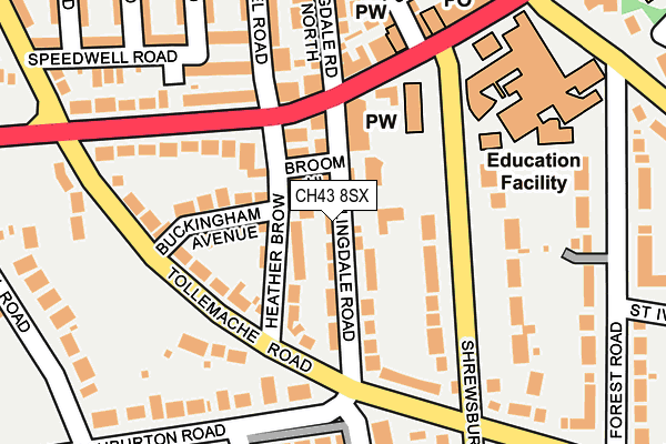 CH43 8SX map - OS OpenMap – Local (Ordnance Survey)