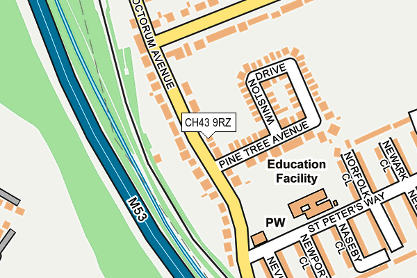 CH43 9RZ map - OS OpenMap – Local (Ordnance Survey)