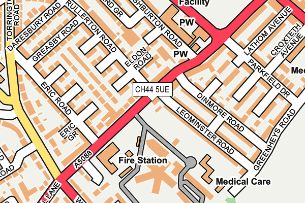 CH44 5UE map - OS OpenMap – Local (Ordnance Survey) CH44 5UE map - OS OpenMap – Local (Ordnance Survey)