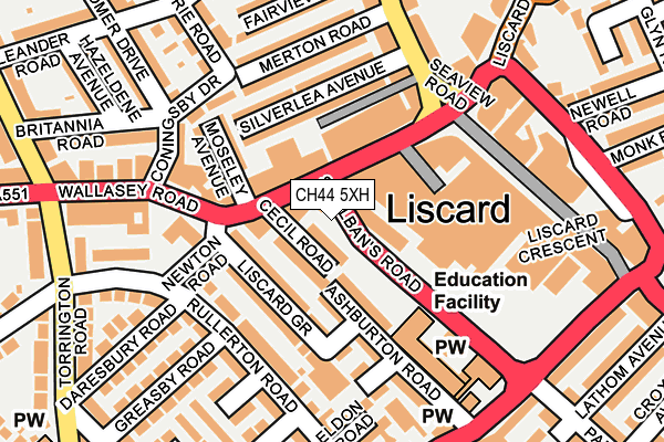 CH44 5XH map - OS OpenMap – Local (Ordnance Survey) CH44 5XH map - OS OpenMap – Local (Ordnance Survey)