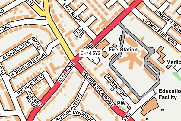 CH44 5YS map - OS OpenMap – Local (Ordnance Survey)