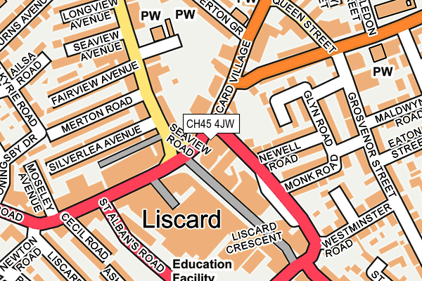 CH45 4JW map - OS OpenMap – Local (Ordnance Survey) CH45 4JW map - OS OpenMap – Local (Ordnance Survey)