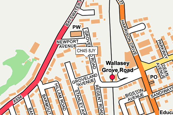 CH45 8JY map - OS OpenMap – Local (Ordnance Survey) CH45 8JY map - OS OpenMap – Local (Ordnance Survey)