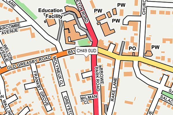 CH49 0UD map - OS OpenMap – Local (Ordnance Survey) CH49 0UD map - OS OpenMap – Local (Ordnance Survey)