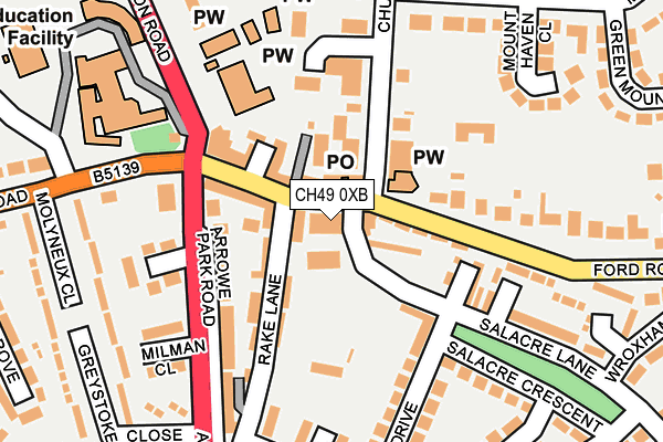 CH49 0XB map - OS OpenMap – Local (Ordnance Survey) CH49 0XB map - OS OpenMap – Local (Ordnance Survey)