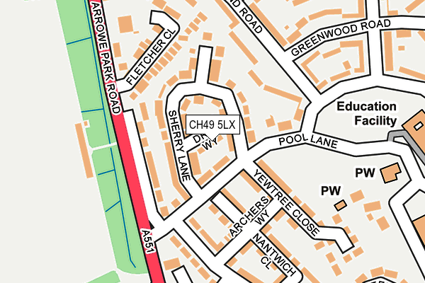CH49 5LX map - OS OpenMap – Local (Ordnance Survey) CH49 5LX map - OS OpenMap – Local (Ordnance Survey)