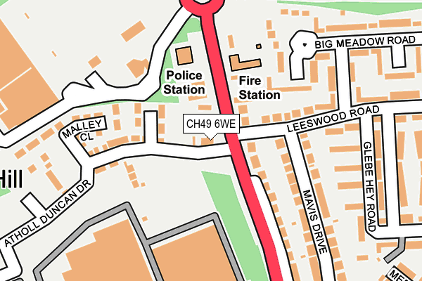 CH49 6WE map - OS OpenMap – Local (Ordnance Survey) CH49 6WE map - OS OpenMap – Local (Ordnance Survey)