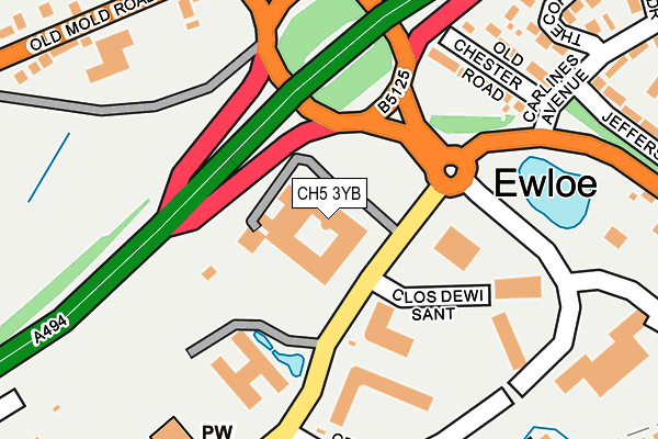 CH5 3YB map - OS OpenMap – Local (Ordnance Survey) CH5 3YB map - OS OpenMap – Local (Ordnance Survey)