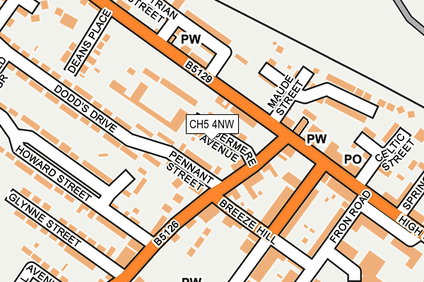 CH5 4NW map - OS OpenMap – Local (Ordnance Survey) CH5 4NW map - OS OpenMap – Local (Ordnance Survey)