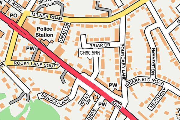 CH60 5RN map - OS OpenMap – Local (Ordnance Survey) CH60 5RN map - OS OpenMap – Local (Ordnance Survey)