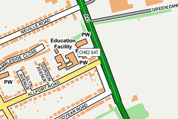CH62 6AT map - OS OpenMap – Local (Ordnance Survey) CH62 6AT map - OS OpenMap – Local (Ordnance Survey)