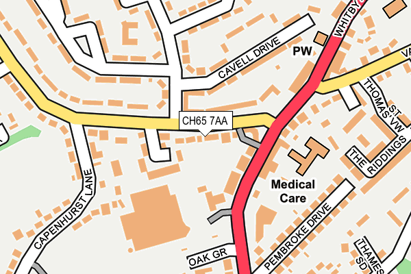 CH65 7AA map - OS OpenMap – Local (Ordnance Survey)