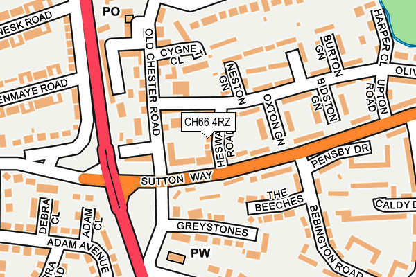 CH66 4RZ map - OS OpenMap – Local (Ordnance Survey) CH66 4RZ map - OS OpenMap – Local (Ordnance Survey)