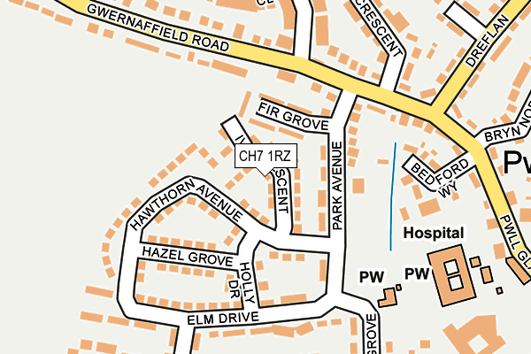 CH7 1RZ map - OS OpenMap – Local (Ordnance Survey) CH7 1RZ map - OS OpenMap – Local (Ordnance Survey)