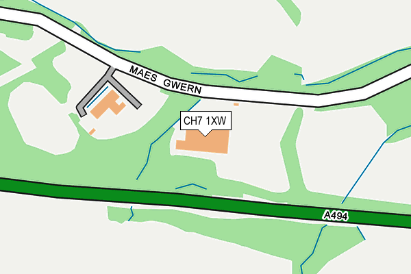 CH7 1XW map - OS OpenMap – Local (Ordnance Survey) CH7 1XW map - OS OpenMap – Local (Ordnance Survey)