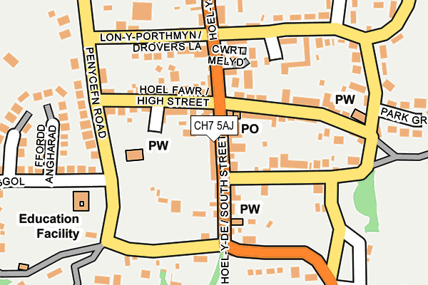 CH7 5AJ map - OS OpenMap – Local (Ordnance Survey) CH7 5AJ map - OS OpenMap – Local (Ordnance Survey)
