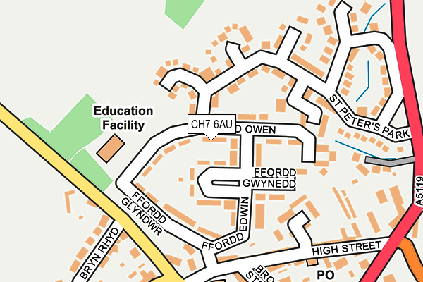 CH7 6AU map - OS OpenMap – Local (Ordnance Survey) CH7 6AU map - OS OpenMap – Local (Ordnance Survey)