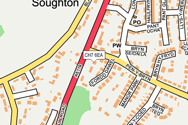 CH7 6EA map - OS OpenMap – Local (Ordnance Survey) CH7 6EA map - OS OpenMap – Local (Ordnance Survey)