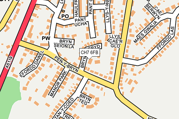 CH7 6FB map - OS OpenMap – Local (Ordnance Survey) CH7 6FB map - OS OpenMap – Local (Ordnance Survey)