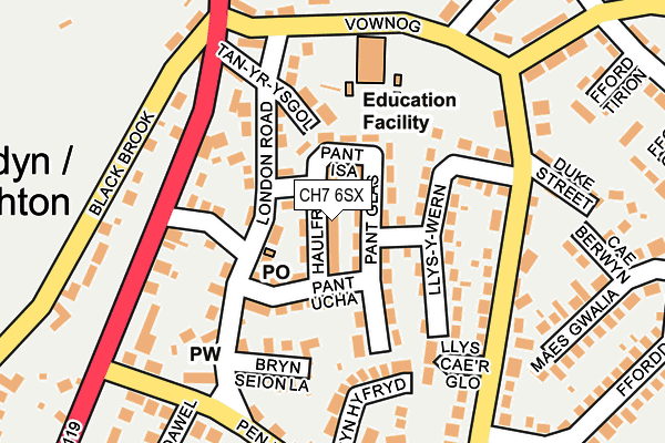 CH7 6SX map - OS OpenMap – Local (Ordnance Survey) CH7 6SX map - OS OpenMap – Local (Ordnance Survey)