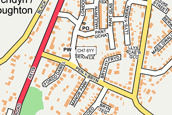 CH7 6YY map - OS OpenMap – Local (Ordnance Survey) CH7 6YY map - OS OpenMap – Local (Ordnance Survey)